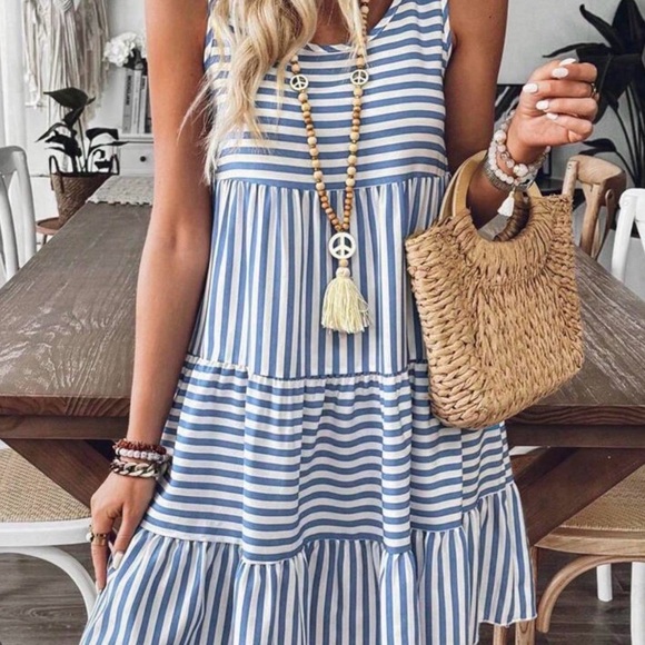 SHEIN Dresses & Skirts - SHEIN Blue and White Striped Mini Dress